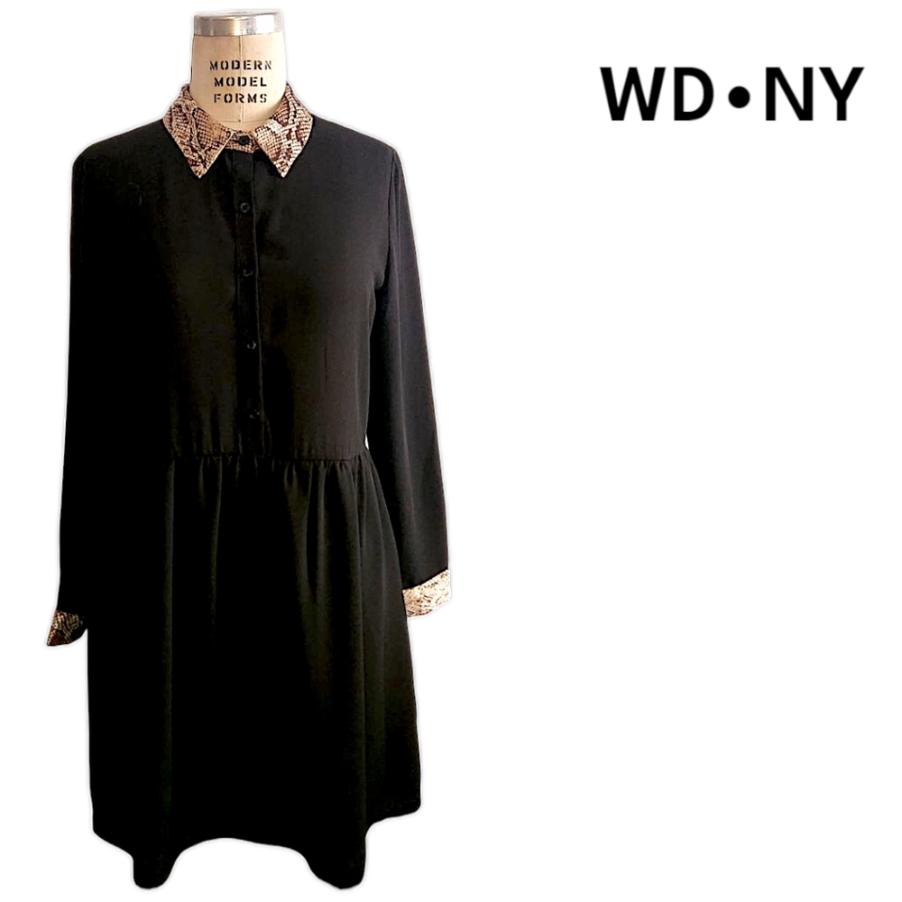 NWT WD•NY - Babydoll dress with Python Print Trim